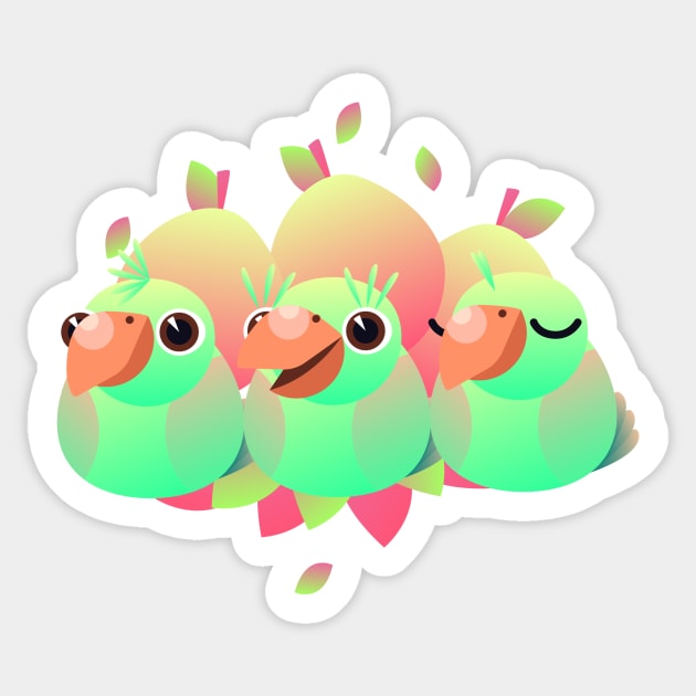 Green Mango parrot family Sticker by PIOI